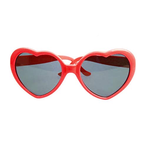 Preisvergleich Produktbild ShenyKan Modische Herzform Sonnenbrille Kunststoffrahmen UV400 Spiegel Unisex Sonnenglas Schöne Kinder Erwachsene Brillen für die Reise - Rot