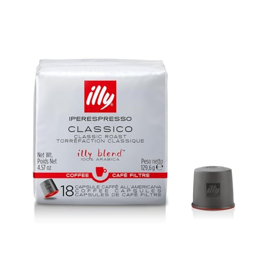 illy, Iperespresso CLASSICO Kapseln für Filterkaffee - 100% Arabica mit Noten von Orangenblüten und Jasmin, Sanfter Geschmack und Süßer Nachgeschmack, Packung mit 18 Einzelportionen