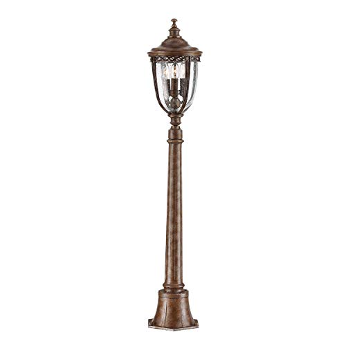 Outdoor IP44-3 Bulb Short Mini Lamp Post/Pillar - British Bronze - LED E14 60W Bulb - Outside - External - Exterior