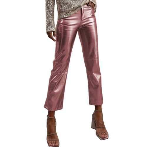 Shiny Metallic Women's Holographic Glitter Rave Dance Cropped Pants