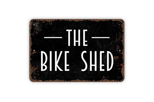 YelaceSing The Bike Shed Motorcycle Bicycle Distressed Black Metal Sign Metal Sign Plaque Poster 8X12 Inches
