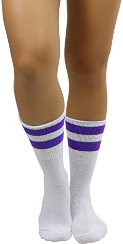 Image of ToBeInStyle Women's Acrylic Ankle Hi With Double Stripe Top Crew Fun Athletic Socks