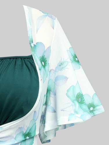 Image of ROSE GAL Rosegal Plus Size Women Sundress Set Flutter Sleeves Floral Dress and Lace-up Cami Dress