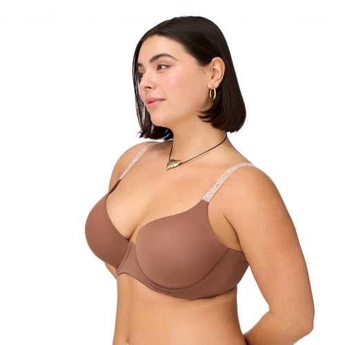 BLAKE & CO. 2 Pack Junior's Micro and Lace Underwire T-Shirt Bra with Adjustable Straps, Black and Brown, 34B3