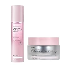 Hanskin Intensive Hydration & Glow Duo Hyaluron Pink Capsule Serum & Moisture Cream | Deep Hydration, Glass Skin Radiance & Pink Glow Nourishing Care for Dry & Sensitive Skin | Korean Skincare
