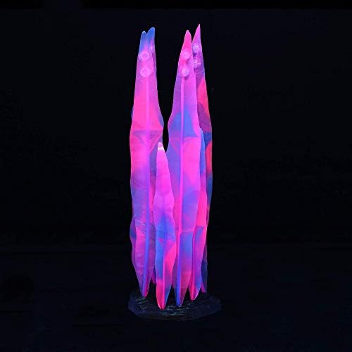 Mangsen 4 Pack Glow Aquarium Decorations Coral Anemone Lotus Leaf Seaweed Simulation Glow Plant Glowing Effect Silicone for Fish Tank Decorations