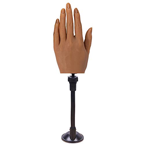 Mayplus Professional Nail Art Training Practice Hand for Acrylic Nails with Bracket - Flexible Bendable Silicone Fake Hand Model for Nail Art Training Jewelry Display(Left-3)