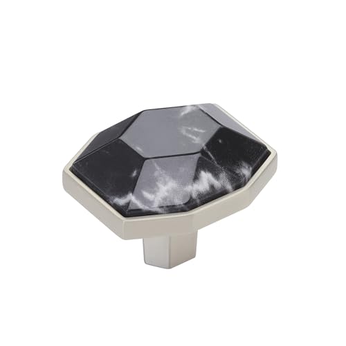 Amerock 1-5/8" Geometric Carrione Marble Black/Satin Nickel Cabinet Knob
