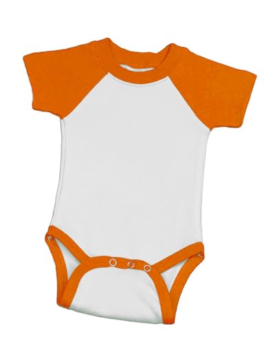 Monag Short Sleeve Raglan Bodysuit 6-12M White/Orange