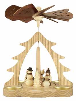 Pyramide des Enfants d'hiver authentique en bois d'Erzgebirge ajouré de 22cm d'exception