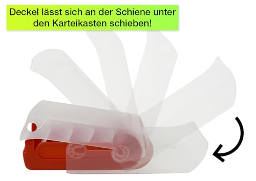 TimeTEX - Karteikasten aus robustem Kunststoff, A8, Halbtransparent mit einschiebbarem Deckel, 5-Fächer-Lernmethode, 20x9x6,5cm, Farbe: blau – Ansicht 5