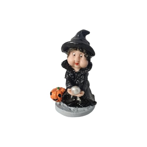 Bruxinha Da Sorte Enfeite De Mesa Halloween Miniatura de Resina