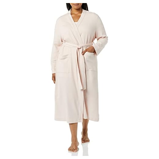 Amazon Essentials Bata Larga Ligera con Diseño Gofrado (Disponible en Tallas Grandes) Mujer, Rosa Pálido, XL