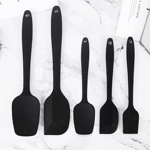 Soulnioi Silicone Spatulas Set in 2,Silicone Kitchen Utensils,Rubber Spatula Heat Resistant for Cooking,Baking and Mixing Black One Big One Small - Image 4