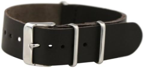 22mm Premium Nato Ss Leather Rich Brown Replacement Watch Strap Band