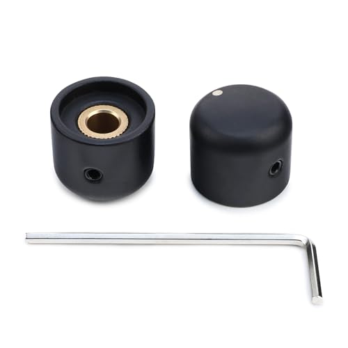 OVSAL 2Pcs Ebony Electric Guitar Volume Tone Knobs with 6mm（15/64'） Brass Hole Wood Bass Guitar Control Knobs Compatible with Fender Strat Telecaster Les Paul Guitar Replacement Parts (Ebony Color)