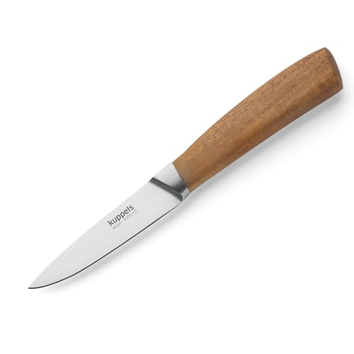 Kuppels Küchenmesser WOOD | Klingenlänge 9 cm | scharfes Küchenmesser mit Akazienholzgriff | Klinge aus gehärtetem Edelstahl | Küchenmesser für präzises Schneiden | Schälmesser scharf