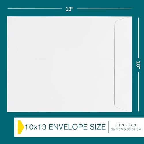 Envelopes autoselados de 25 x 33 cm - Pacote com 20 - Envelopes de correio brancos abertos para catá