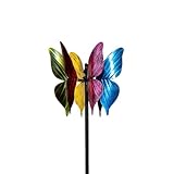 Evergreen Garden Beautiful Summer Multi Colored Wind Spinner | Fade and Weather Resistant | Metal Stake | Garden Yard Outdoor Decor for Home (Colorful Butterfly)