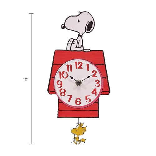 Mark Feldstein, Peanuts Snoopy's Dog House with Woodstock Pendulum Pal Wall Clock, 12 Inch - Image 4