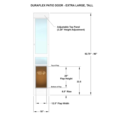 High Tech Pet DuraFlex Premium Patio Pet Doors (Tall Height, Extra Large)