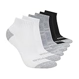 Skechers Women's 6-Pack Quarter Crew Socks, White/Grey, 9-11