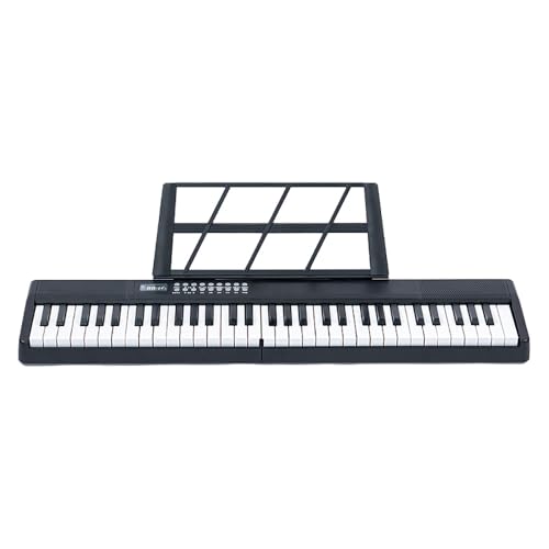 61-Key Foldable Piano Keyboard Portable Digital Piano with Semi-Weighted Touch Keys USB Rechargeable 200 Tones 70 Demo Songs Dual Keyboard Function for Beginners Students Home or Travel