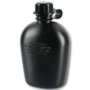 M-Tac Canteen Water Bottle – 1 Quart Water Canteen (34 Oz/1L) – Tactical Water Bottle for Military Hiking Camping Survival (Black)