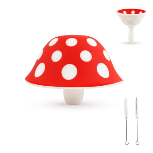 Image of Silicone Mushroom Funnel, Small Mushroom Funnels for Kitchen Use Filling Bottles, Foldable Kitchen Funnel with 2 Cleaning Brushes, Cute Kitchen Gadgets Accessories Gifts for Mother