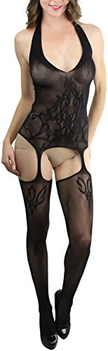 Image of ToBeInStyle Women's Bodystocking Bustier Garter Lingerie Suspender Thigh High Stockings