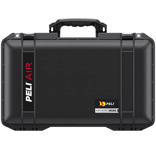 PELI 1535 Air Leichter Schutzkoffer mit Rollen mit Kamera Equipment, Wasser- und Staubdicht, 27L Volumen, TrekPak Einteilungssystem (Anpassbar), Farbe: Schwarz