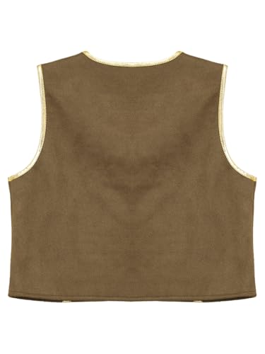 Halloween Boys Pirate Vest Kids Golden Lace Waistcoat Vest Renaissance Medieval Viking Top2