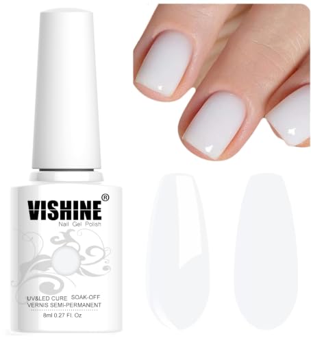 Vishine Esmalte de uñas UV en gel color leche - Esmalte en gel tipo jelly, laca LED Soak Off, manicura de uñas de gel 8ml