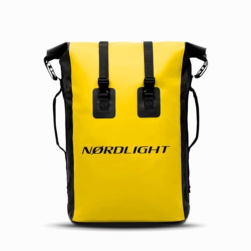 Nordlight Sacco Impermeabile Roll Top 35l (Giallo) con Cinghia di Trasporto Imbottita per Bici, Messenger, Trekking, Pesca