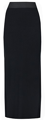 Jupe longue maxi pour femme en jersey stretch Grandes Tailles 44 46 48 50 52 54 - noir Cover