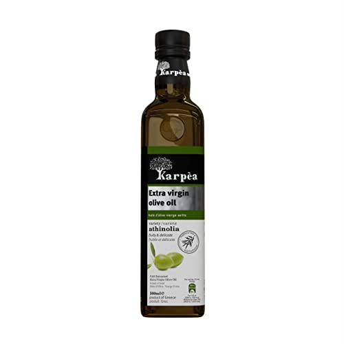 Karpea Athinolia – Sortenreines Extra Virgin Olivenöl – Griechische Monovarietät, 500 ml – intensiv fruchtig mit grünen Blatt‑ und Pfeffernoten, niedrige Säure, erster Kaltpressung