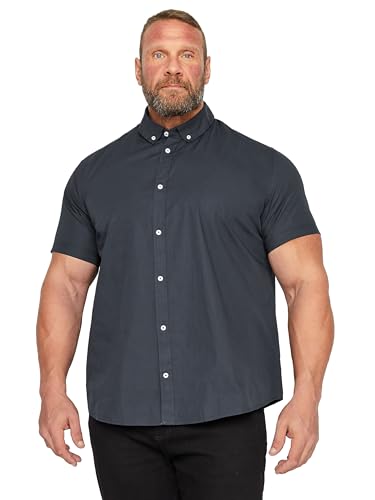 BadRhino Big & Tall Navy Poplin Short Sleeve Shirt - Men's - Plus Size Curve