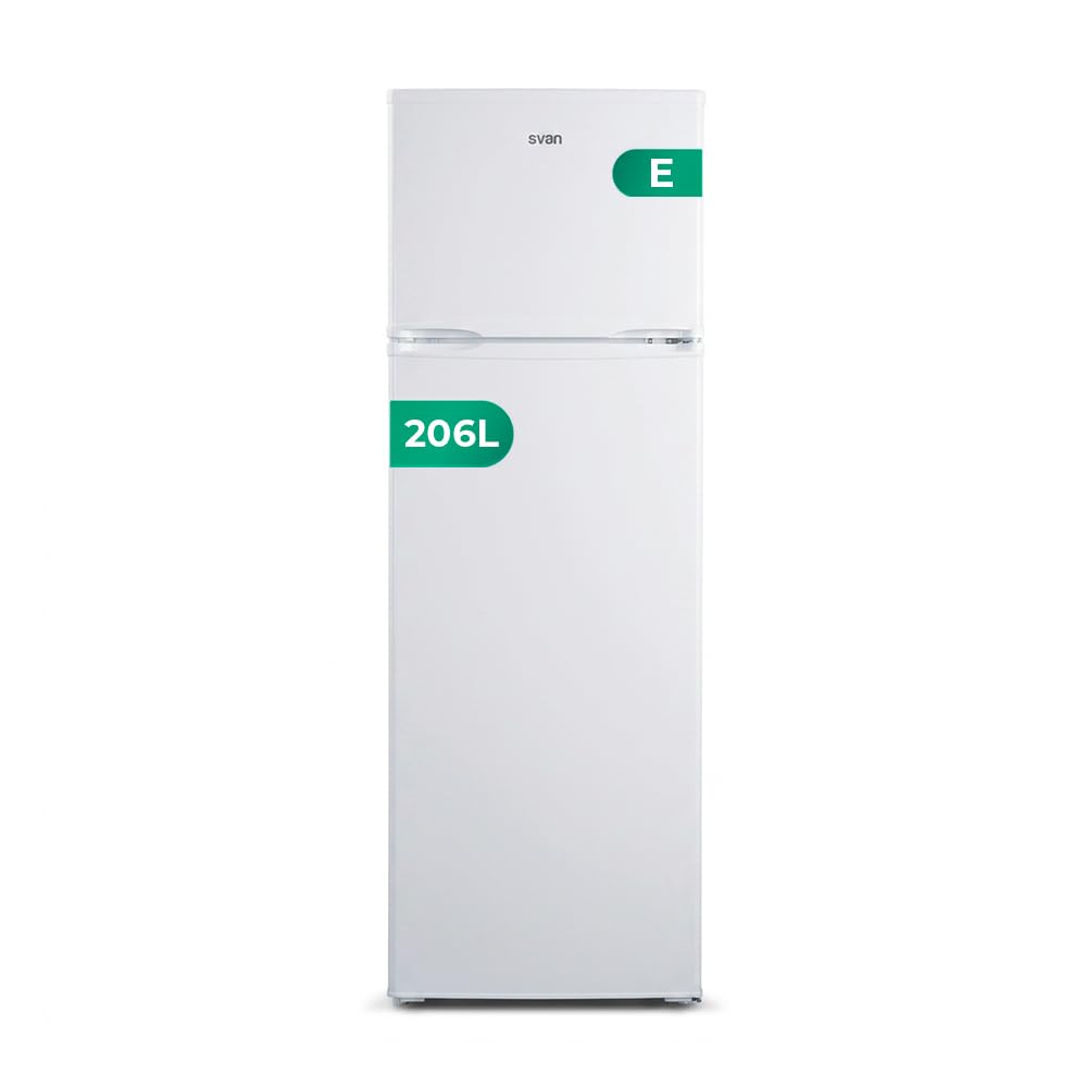 SVAN Frigorífico Blanco 2 Puertas, OF1455EW00, Capacidad 206 Litros, Tecnología Cíclica, Bajo Nivel Sonoro, Puertas Reversibles, Apertura Tipo Uñero, Clasificación Energética E