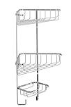 Croydex Three Tier Corner Shower Caddy - Durable Steel Bathroom Shelves with Chrome Finish for Modern Bathrooms, 3-Tier Shower Corner Shelves with Hooks, Easy Installation, 5kg Load Capacity