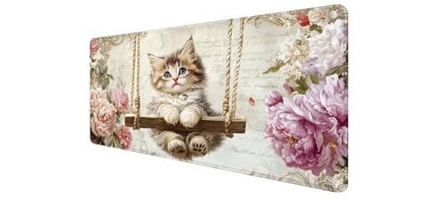 Tapis de souris grand format motif Chat pour bureau et PC