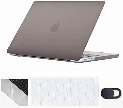 Se7enline Kompatibel mit 2021 2022 MacBook Pro 16 Zoll Hülle Hard Laptop Cover für A2485 M1 Pro/M1 Max & TPU Tastatur Schutzhülle (UK Layout) & Webcam Cover & Trackpad Protector, Grau Cover