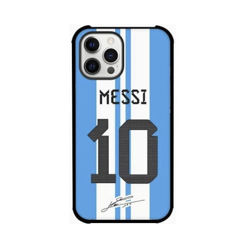EZB Lionel Messi Themed iPhone Phone Case | Flexible Shock Absorbant Cool Phone Cover | Blue and White Messi Case (iPhone 14)