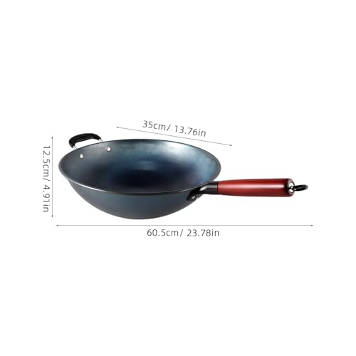 Wok chino con mango de madera antiadherente para cocina miniatura 3