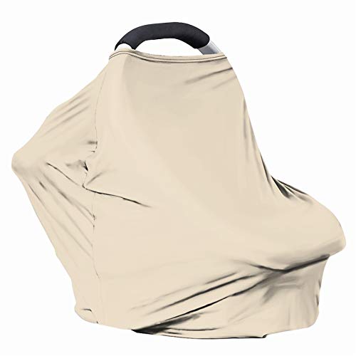 Image of Solid Color Car Seat Nursing Breastfeeding Cover, Multi Use Cover Cozy Carseat Canopy Cover, Infant Babies Stroller Cover,Ultra Soft Stretchy Nurse Gifts Light Yellow Breastfeeding Cover