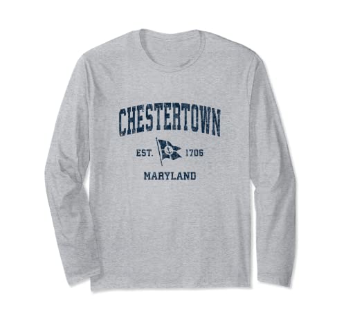 Chestertown MD Vintage Sports Navy - Bandera de ancla para barco Manga Larga