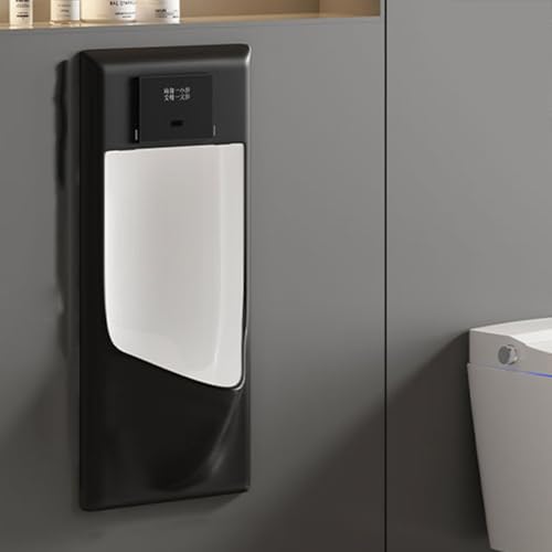 Komercyjny pisuar ścienny dla mężczyzn, odporny na zalanie, automatyczne spłukiwanie pisuarów, idealny do łazienek, hoteli i centrów handlowych - elegancki czarny design