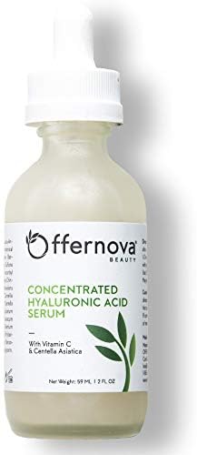 Concentrated Hyaluronic Acid Serum with Vitamin C & Centella Asiatica - Pure Organic Vegan Ingredients - Best Anti-Aging Anti-Wrinkle For Face Eyes Lips- Suero Concentrado de Acido Hialuronico
