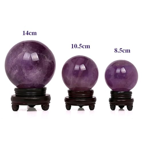Améthyste boule de cristal 70mm avec socle pour décoration de salon