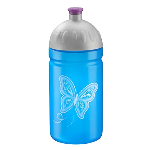 Step by Step Trinkflasche „Butterfly Maja“, auslaufsicher, spülmaschinenfest, BPA-frei, für Schule, Kindergarten, heiße und kohlensäurehaltigen Getränke, 0,5L, grau-blau