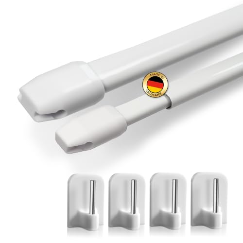Rollina Gardinenstange ohne Bohren | 2x Vitragestange ausziehbar 80-100cm